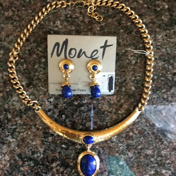 Monet Jewelry - Monet Gold 16" necklace with matching earrings